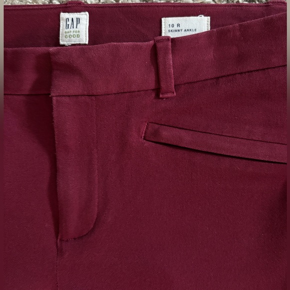Gap Skinny Ankle Pant, Maroon, size 10 - Picture 2 of 3